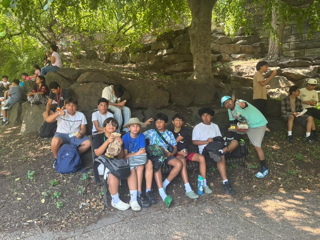 A break under the trees.